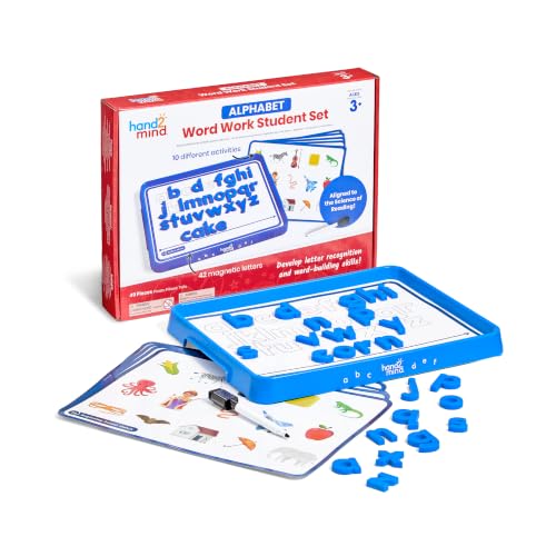 hand2mind Alphabet Word Work Student Set, 42 Lowercase Magnetic Alphabet Letters, Phonics Manipulatives, Dry Erase Activity Tray, Science of Reading Classroom Materials, Preschool Learning Activities