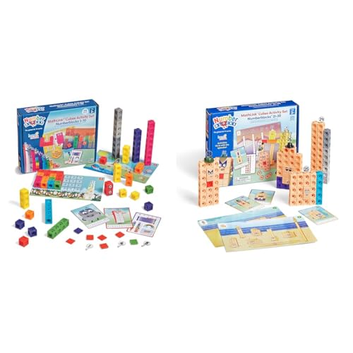 hand2mind MathLink Cubes Numberblocks 1-10 & 21-30 Activity Set Bundle, 50 Preschool Learning Activities, Counting Blocks, Educational Toys for Kids