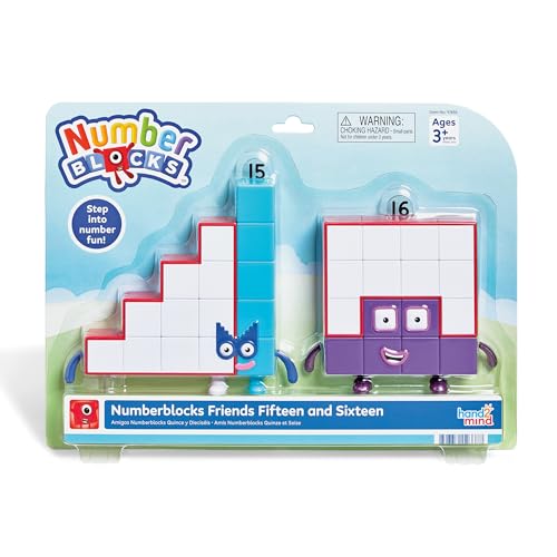hand2mind Numberblocks Friends Fifteen and Sixteen Figure Pack, Number and Counting Toys for Toddlers, Play Figure Playsets, Small Figurines for Kids, Kindergarten Math and Pretend Play Toys