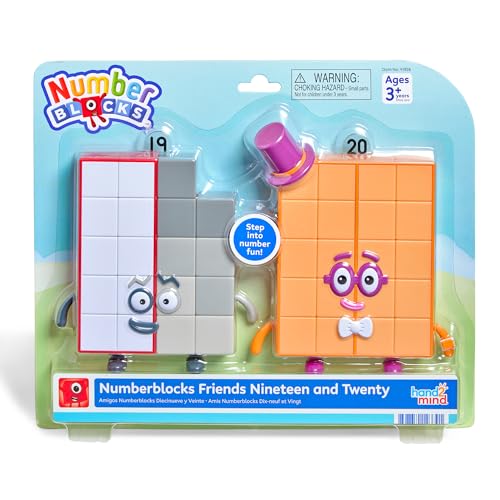 hand2mind Numberblocks Friends Nineteen and Twenty Figure Pack, Number and Counting Toys for Toddlers, Play Figure Playsets, Small Figurines for Kids, Kindergarten Math and Pretend Play Toys