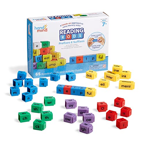 hand2mind Reading Rods, Prefixes and Suffixes, Word Roots, Word Building Activities, Spelling Toys, Phonemic Awareness and Phonics, Science of Reading Manipulatives