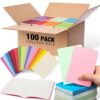 Handepo 100 Pack Mini Composition Notebooks Bulk 5"x3.5" Wide Ruled Kraft Soft Cover Journals, 60 Pages Composition Notebooks Bulk School Supplies for Students Classroom Office