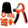 Hand Grip Strengthener Set Resistance Gripper for Forearm Training Adjustable Carpal Tunnel Rehab, Climbing, Weightlifting (Orange)