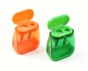 Handheld Pencil Sharpener, Manual Pencil Sharpener Kindergarten School Supplies (Orange+green-2pcs)