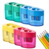Handheld Pencil Sharpeners with Lid, Dual Hole Pencil Sharpener (8, Multicolor)