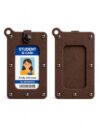 Handmade Dual-Sided TPU Badge Holder | Student ID, Access Card, Work Badge & Vehicle Key Card Holder | Personalized Lanyard ID Holder with Secure Snap Retention (Brown)