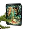 Handmade Jewelry Trinket Box with Lacquer Miniature Wooden Jewelry Box, Trinket Holder, Storage Travel Organizer, Treasure Chest, Ring Holder, Earrings Necklace Storage (Magical Snow Maiden)