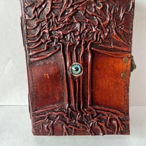 Handmade Leather Journal with C Lock, Brown, 7x5x1 Inches, 200 Unlined Pages, Vintage Style Diary