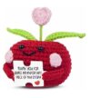 Handmade Positive Apple Crochet - Important Piece of My Story Pocket Doll - Knitted Desk Decor Accent - Emotional Support Thank You, Appreciation Gift for Women, Teacher, Friend - Birthday Present
