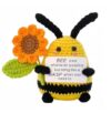 Handmade Positive Bee Crochet - Bee Kind Sting Like A Wasp Pocket Doll - Knitted Desk Decor Accent - Emotional Support Thank You, Appreciation Gift for Women, Friend, Coworker - Birthday Present