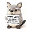 Handmade Positive Wolf Crochet - You Make Me Howl with Love Pocket Doll - Knitted Desk Decor Accent - Emotional Support Thank You, Romantic Gift for Men, Husband, Boyfriend - Anniversary Birthday