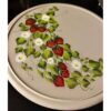 Hand Painted Strawberry Lazy Susan Wooden Turntable with Resin Top Rotating Serving Tray Kitchen Table Centerpiece Decorative Fruit Design Home Decor Gift