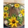Hand Painted Wooden Lazy Susan Sunflowers Daisies Floral Kitchen Decor Resined Rotating Serving Tray Wooden Turntable Centerpiece for Dining Table Home Decor