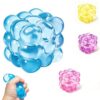 Hand Squeeze Squish Jelly Magic Puzzle Cube Bouncy Stress Relief Fidget Toy (Blue)