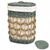 Handwoven Wicker Laundry Hamper, Round Clothing Basket with Removable Liner