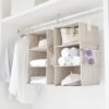 Hanging Closet Organizer, 2 Pack 3-Shelf Closet Storage Organizer, Detachable 6-Tier Closet Organizer System with Side Pockets, Heavy Duty Hanging Shelves for Clothes, Sweaters & Accessories, Clay