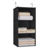 Hanging Closet Organizer 3-Shelf, Oxford Fabric Wardrobe Storage, Black