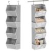 Hanging Closet Organizer 4 Shelf Collapsible Bedroom Closet Organizers and Storage Hanging with Mesh Pockets for Clothes, Fabric Hanging Storage Bins for Wardrobe Closet Organization and Storage, Grey