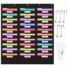 Hanging File Organizer, 30 Pockets Over the Door File Organizer, 41.7 x 46.9 in Storage Pocket Chart with 30 Name Tag Slots and 5 Hooks, Workstation Mailbox for A4 Paper, Office Home Document Storage