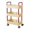 HAOPAIXW 3 Tier Slim Rolling Cart, Lightweight Plastic Utility Cart with Wheels, Small Mobile Storage Organizer Rack for Light Toiletries, Snacks, Makeup and Stationery (13.8"x8.7"x26.9") (Red)