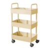 HAOPAIXW 3 Tier Slim Rolling Cart, Lightweight Plastic Utility Cart with Wheels, Small Mobile Storage Organizer Rack for Light Toiletries, Snacks, Makeup and Stationery (13.8"x8.7"x26.9") (Yellow)