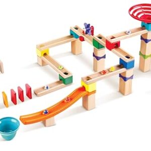 Hape Marble Run Race Track | Wooden DIY Marble Run Set with Dominoes, STEAM Educational Learning Toy, 81 Pieces, for Kids 3 Years+