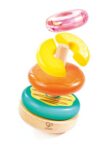 Hape Wooden Stacking Donut Toy for Toddlers - 5 Piece Sensory Stacking Rings Set with Magnetic & Soft Textured Rings - Fine Motor Skills Educational Montessori Toy for Babies 18 Months to 4 Years