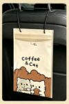 HapIntlNex Hanging Car Trash Bags Disposable,Leakproof,Odor Seal,Easy Stick-On Garbage Bags & Vomit Bags,Self Adhesive Cleaning Bags for Auto,Camping,Travel,Office and Home Use,50pcs (Coffee Brown)
