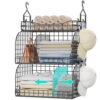 HapiRm Hanging Closet Organizer Storage - 3 Tier Metal Stackable Hanging Closet Shelves with Dividers and S Hooks, Foldable Clothes Shelves for Clothes, Pants, Shoes, Coat, Hats Clutches Accessories