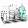 HapiRm Toothbrush Holders for Bathroom - 5 Partitions Bathroom Counter Organizer with Instant Drying Stone, Stainless Steel Countertop Storage Electric Toothbrush Toothpaste Holder - Silver(Large)