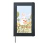 Happy Bunny Rabbit in Spring Floral Field with Carrots Hardcover Journal, Black