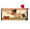 Happy Fall Sweater Dachshund Fully Magnetic Mailbox Cover, Autumn Wiener Dog Mailbox Wrap with Address Numbers, UV-Protected, Fits Standard Mailboxes