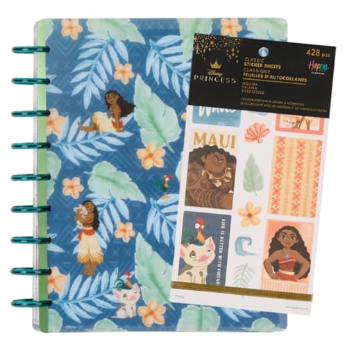 Happy Planner Disney Disc-Bound 12-Month July 2026-June 2027 Planner Bundle with 30-Sheet Sticker Pack, Classic Sized, Vertical Layout, Moana, 2 Items