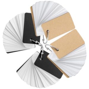 Happyyami 4pcs Portable Blank Flash Cards with Binder Rings Paper Notepads for Creative Writing and Travel Diaries, Simple Design Vocabulary Flashcards for Students