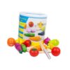 harayaa Cutting Play Pretend Food with Storage Basket Play Kitchen Accessory Toy Vegetables Fruits Set with Realistic Texture Peelable Pieces Promotes, Mixed
