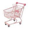 harayaa Mini Shopping Cart Small Supermarket Iron Trolley Organizer Utility Toy with Handle Suitable for Vanity Storage Kids Preschool Learning Deskto, Pink