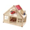 harayaa Wooden Pretend Play House Two Layer Miniature House for Children