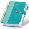 Hardcover Spiral Notebook College Ruled, 8"x10" Leather Journal Notebook with Magnetic Closure, 300 Pages 5 Subject Notebook with Dividers Tabs Journal for Women Men, Work, School(Deep Blue)