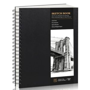 Hardcover Spiral Sketchbook, 160gsm Paper, 40 Sheets, 8.5 × 11 in