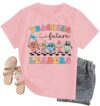 HARESEN Teacher Shirts Women Teaching Future Leaders Shirts Kindergarten Teacher Tee Back to School Gift