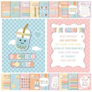 Harloon 20 Pcs Calming Corner Classroom Posters Mental Health Posters Office Feelings Chart Home Preschool Elementary Classroom Educational Decorations for Teachers Kids (Pastel Pop)
