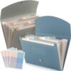 Harloon 2pack 24Pocket Accordion Expanding File Folder with Cover Label,Portable Expanding File Organizer,Desktop Folders A4 Paper Document Storage Organizer Home Office School(Dark Green, Light Blue)