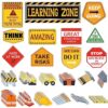 Harloon 71 Pcs Construction Bulletin Board Set Construction Learning Zone Cutouts Inspirational Bulletin Board Decor Positive Saying Accent for Back to School Classroom Office Wall Decor