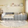 Harper & Bright Designs Full Size Upholstered Bed with Safety Rails and Sturdy Wood Slat Support, Kids Montessori Bed for Boys Girls, Gray