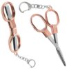 HARSKIYER 2 Pcs Folding Scissors with Keychains, Small Pocket Portable Scissors for Travel, Retractable Compact Design for Purse, Office, School, Craft (Rose Gold)