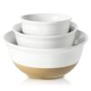 HASENSE Ceramic Serving Bowls, Large Salad Pasta Mixing Bowls Set, 2.1/1.0/0.5 Qt for Entertaining, White Nesting Batter Bowls for Prepping Baking, Dishwasher Microwave Safe, Set of 3