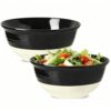 HASENSE Large Ceramic Serving Bowls Set of 2, 84 Oz 9 Inch Black & Beige Stoneware Mixing Bowls, Farmhouse Bowls for Salad, Soup, Popcorn & Baking, Dishwasher & Microwave Safe