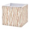 Haskirky Orange Beige Stripe Foldable Collapsible Storage Box Bins,11x11x11 Inch Cubes Baskets Fabric Storage Bins with Handles for Shelves Nursery Closet Home Decor