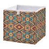 Haskirky Southwest Aztec Pattern Foldable Collapsible Storage Box Bins,11x11x11 Inch Cubes Baskets Fabric Storage Bins with Handles for Shelves Nursery Closet Home Decor