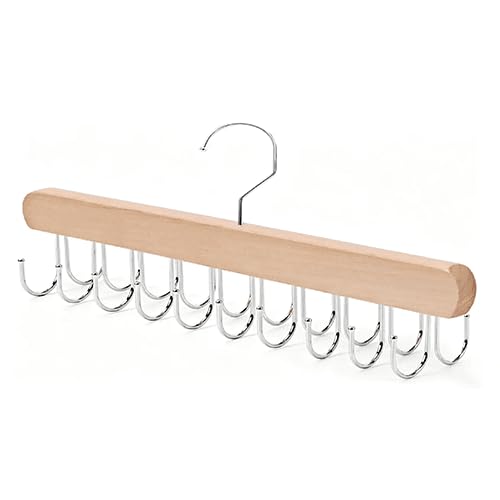 Hat Hangers for Closet, 2 Pack Wooden Hat Organizer with 20 Hooks Each, 360° Rotatable Baseball Cap Rack, Space Saving Hat Holder for Closet Storage, Holds Up to 40 Caps, for Hats Belts Ties Scarves